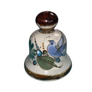 Ken Edwards Vintage Tonala Pottery Bell Folk Art Hand Painted Mexico